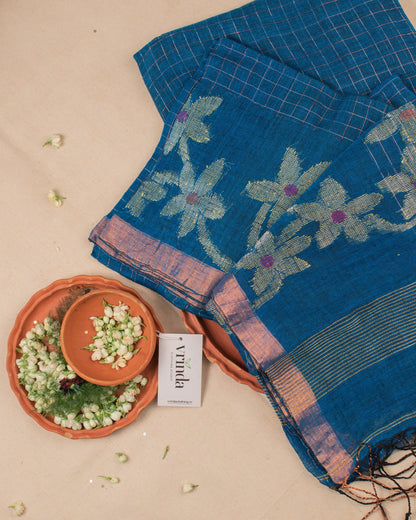 Madhavi Neel Linen Saree