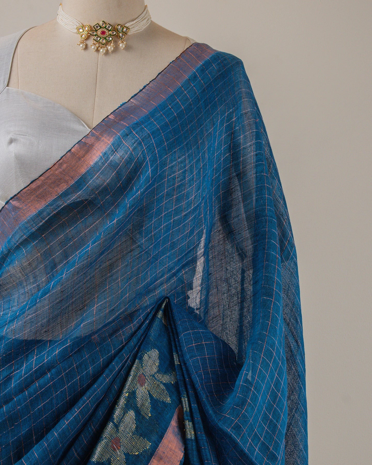 Madhavi Neel Linen Saree