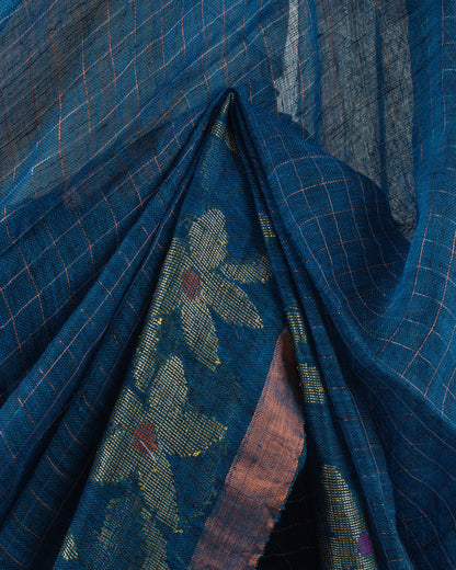 Madhavi Neel Linen Saree