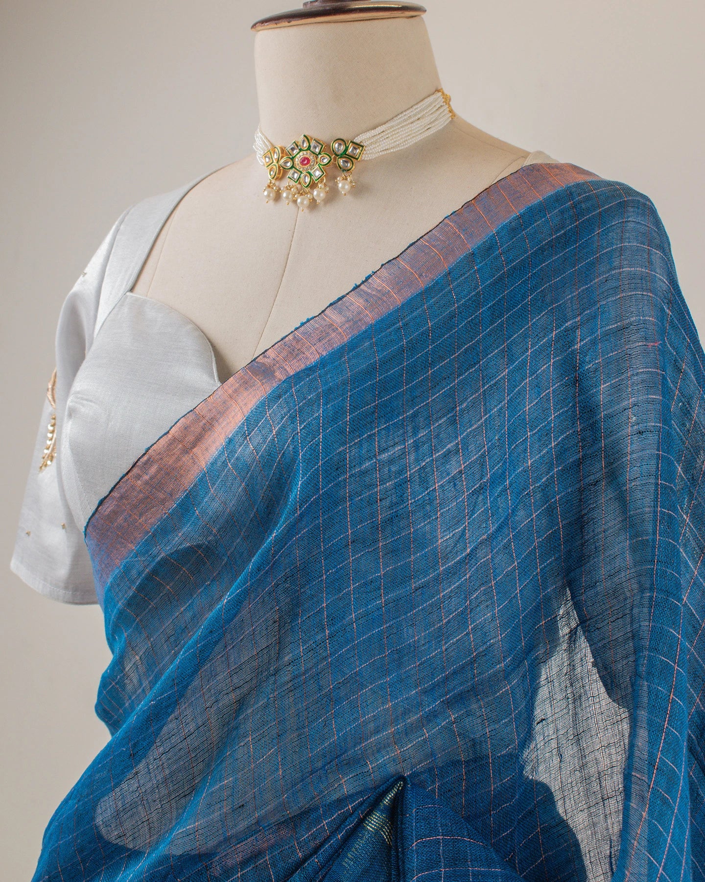 Madhavi Neel Linen Saree
