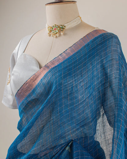 Madhavi Neel Linen Saree