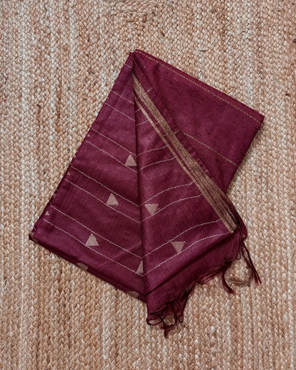 Maroon Triangle Matka Silk Saree