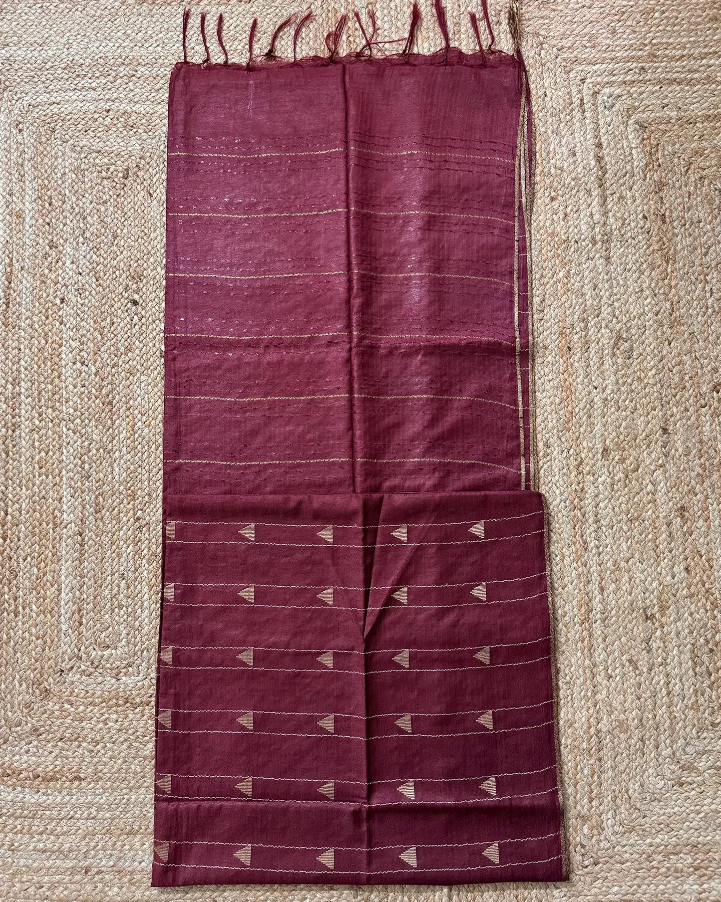 Maroon Triangle Matka Silk Saree