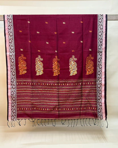 Amravati Maroon Tangail Saree