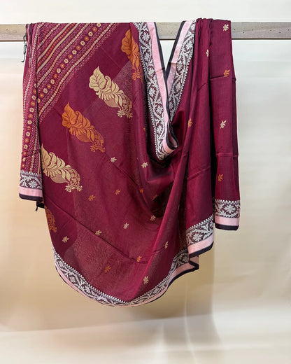 Amravati Maroon Tangail Saree