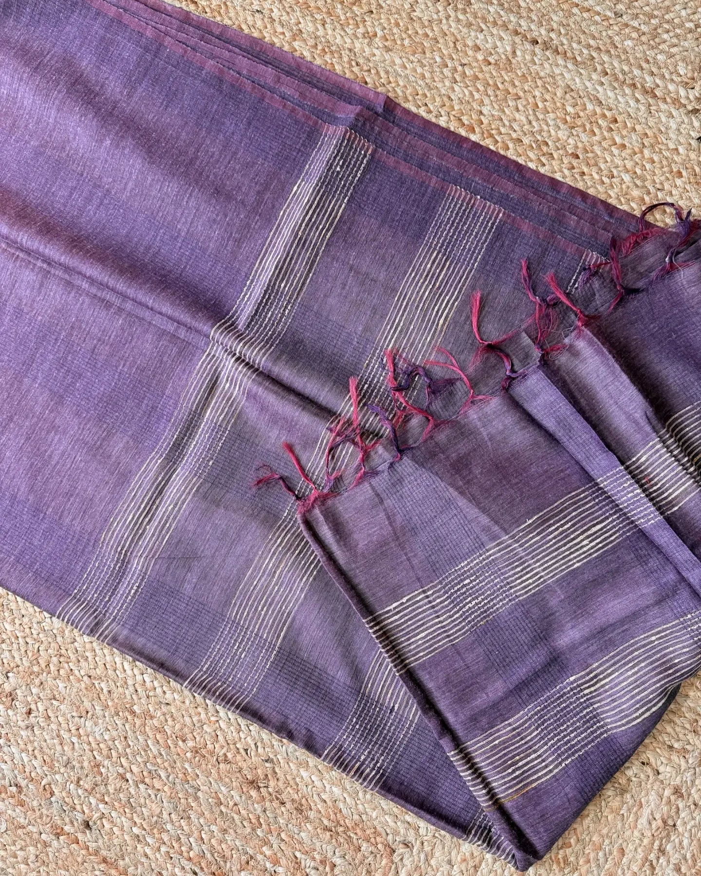 Mauve Lines Ghicha Tussar Saree