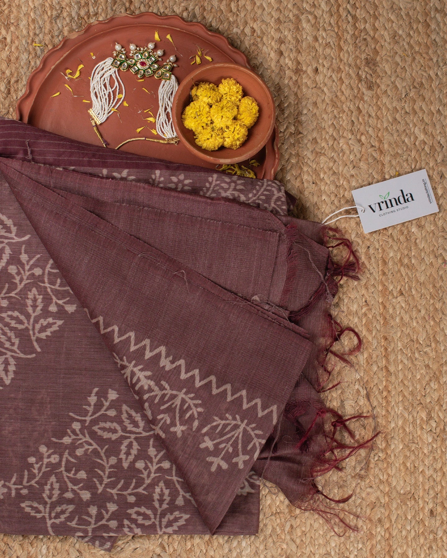 Mauve Ghicha Tussar Saree