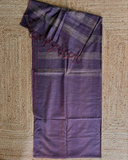 Mauve Lines Ghicha Tussar Saree