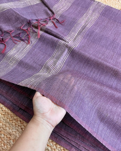 Mauve Lines Ghicha Tussar Saree