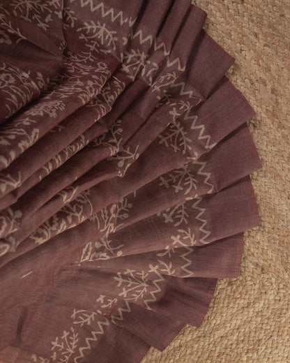 Mauve Ghicha Tussar Saree