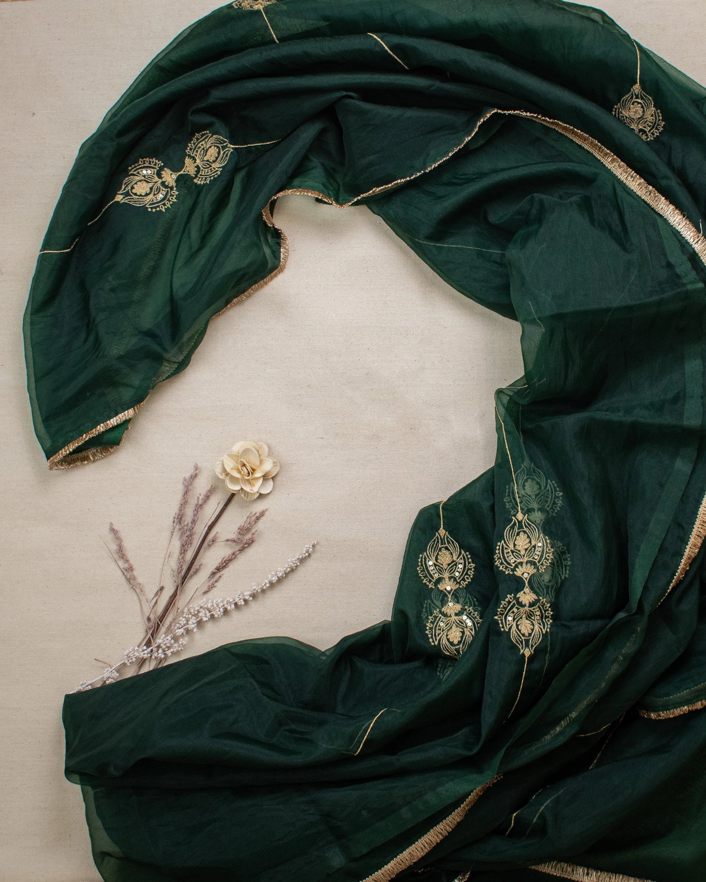 Molina Forest Green Saree