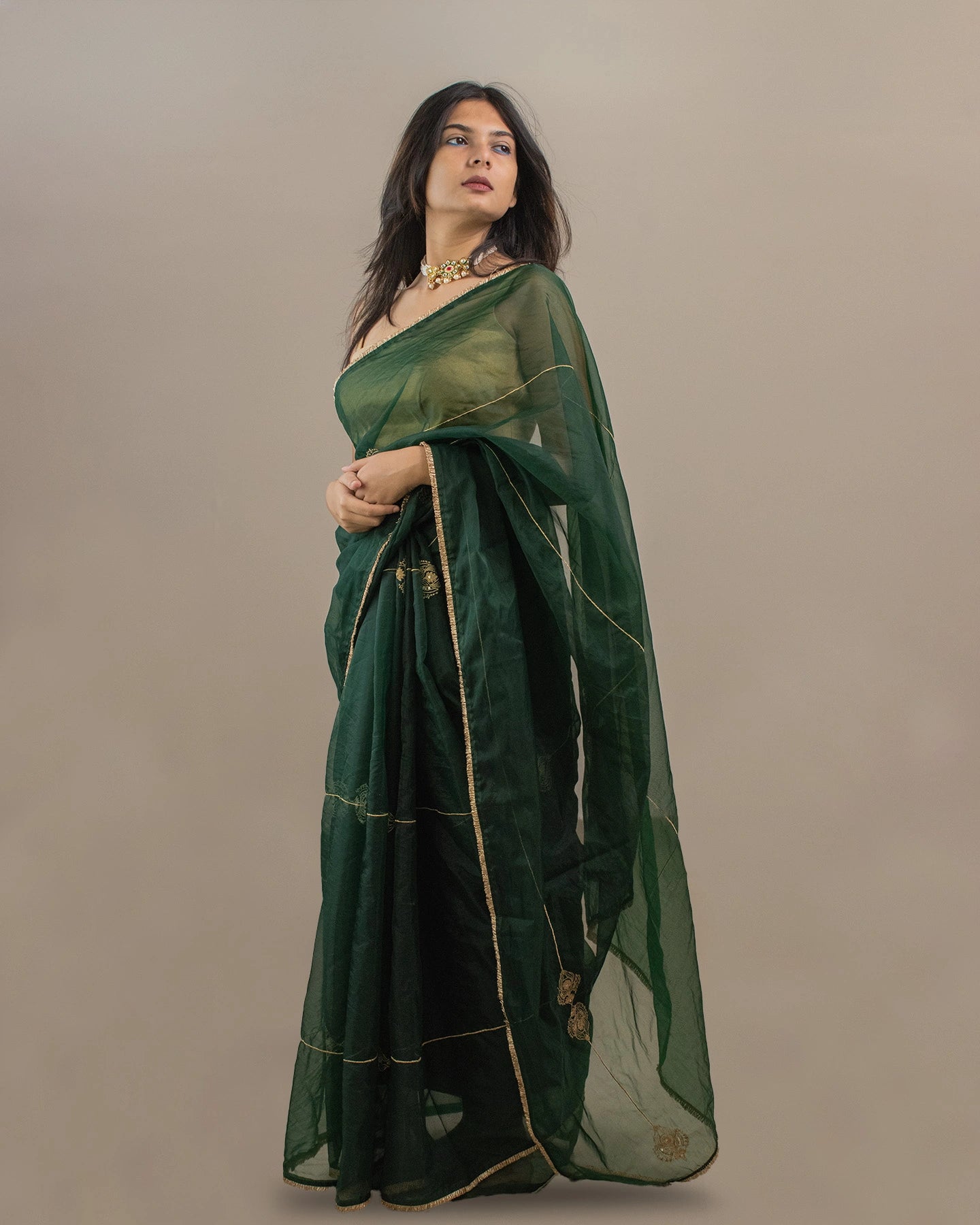 Molina Forest Green Saree