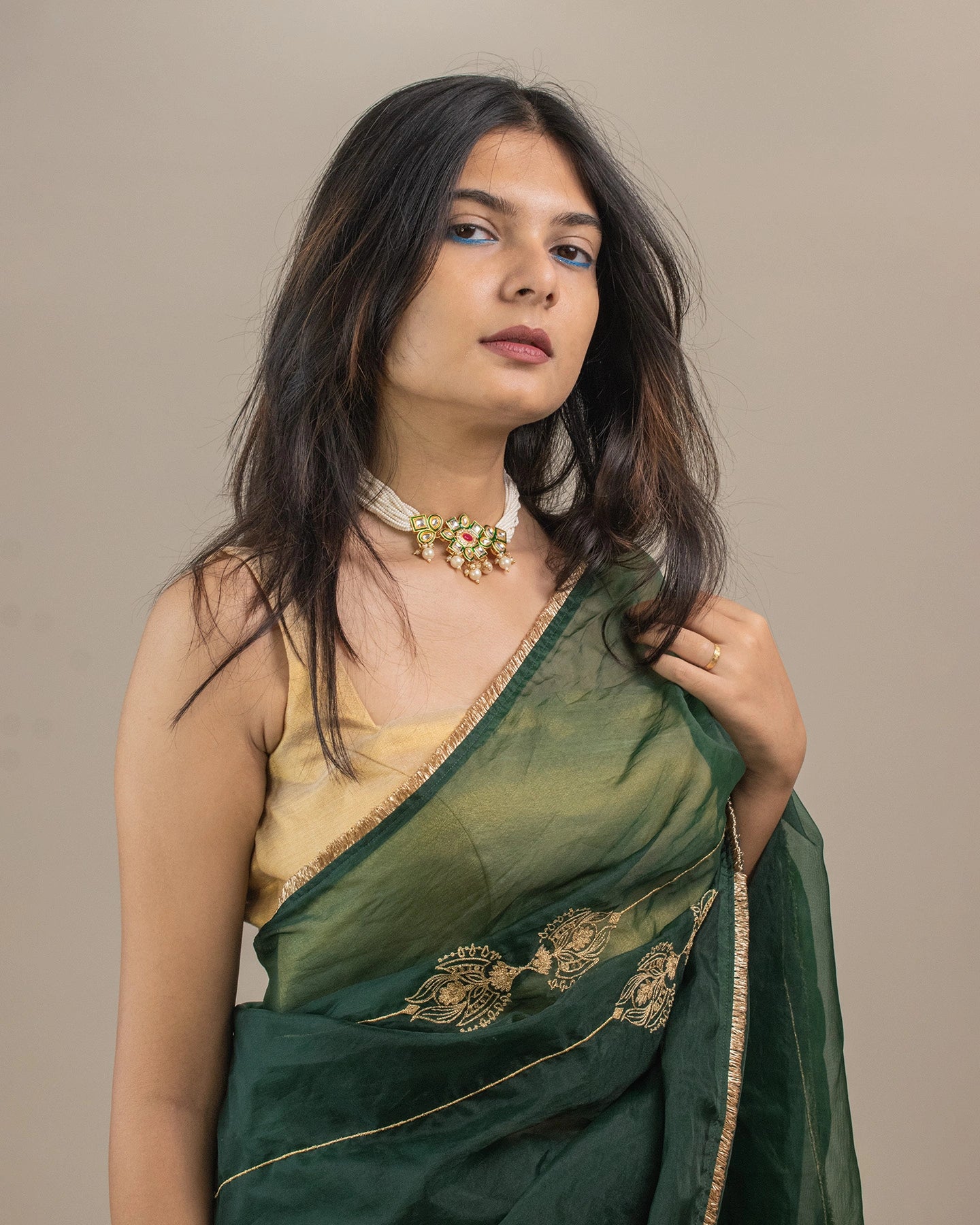 Molina Forest Green Saree