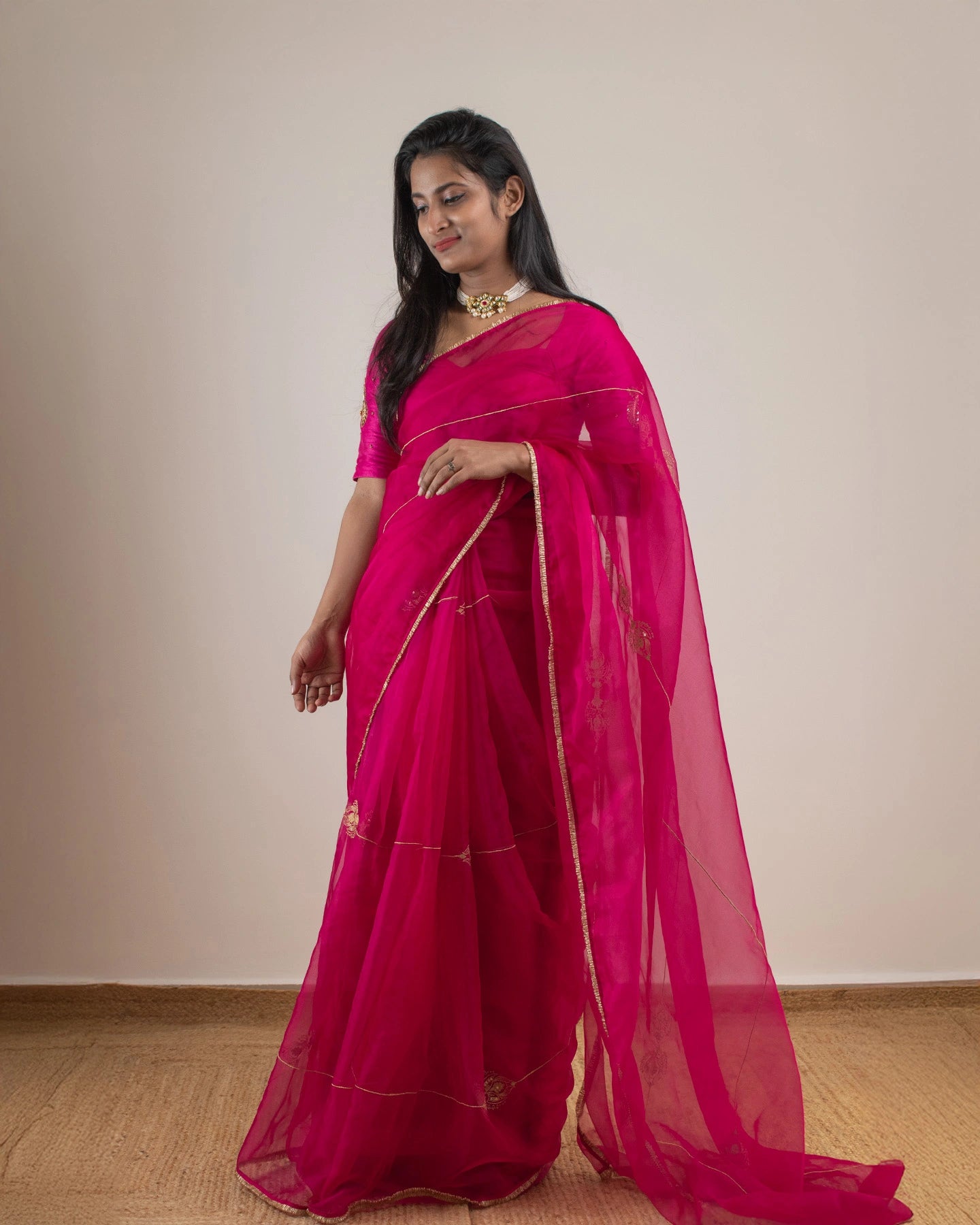 Molina Garnet Pink Saree