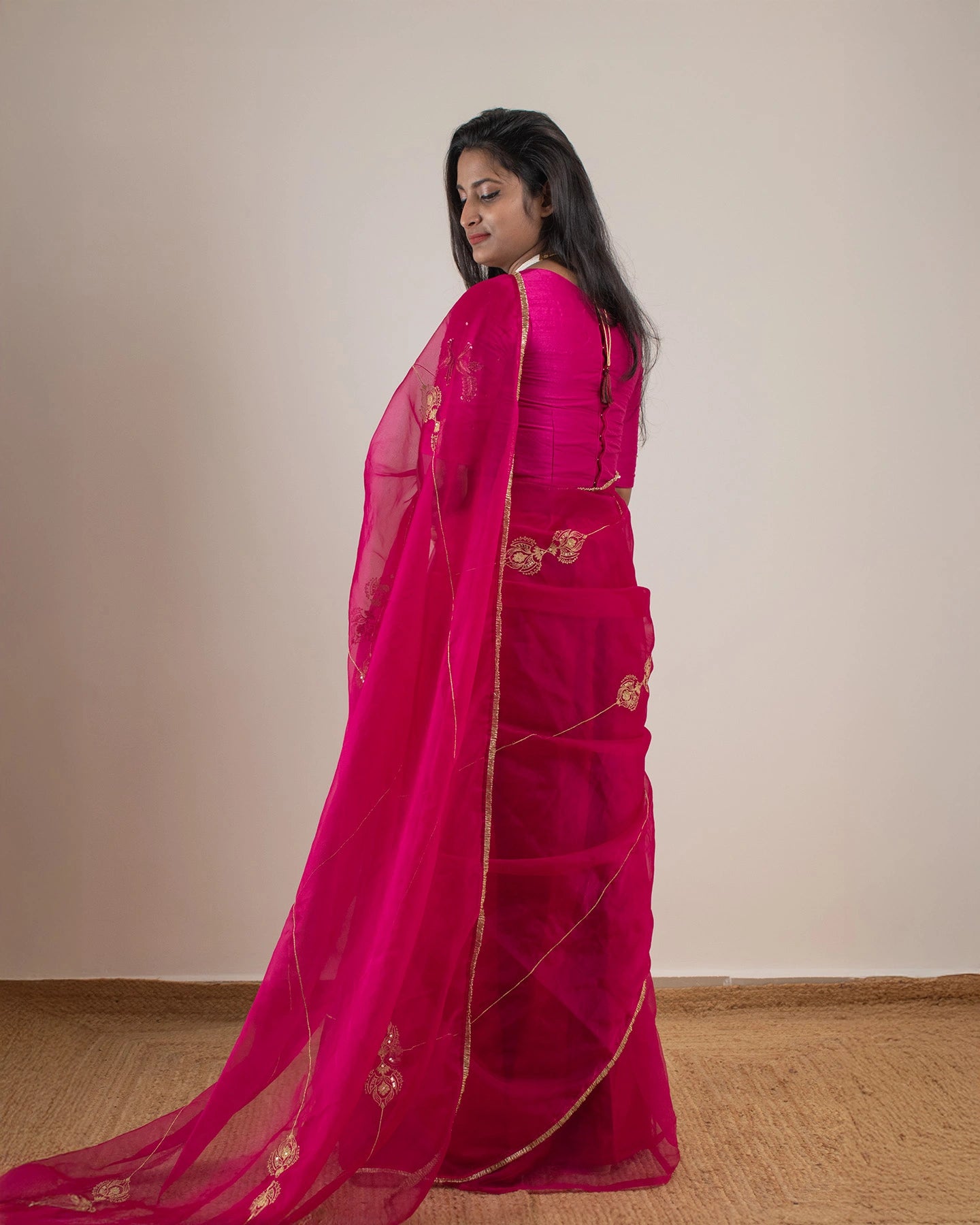 Molina Garnet Pink Saree