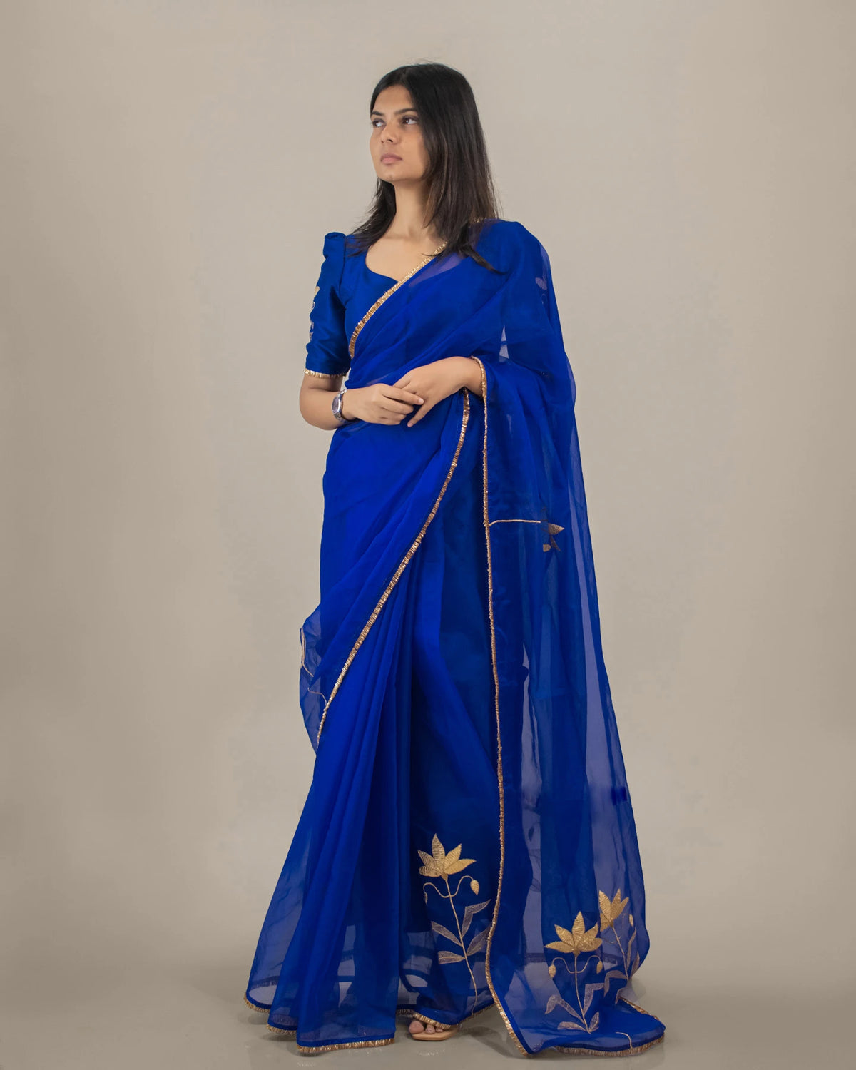 Neela Padma Zari Saree