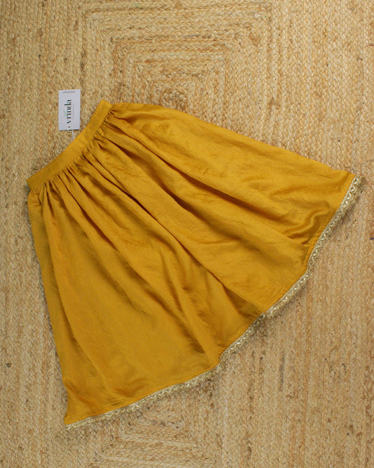Ochre Chanderi Kids Skirt