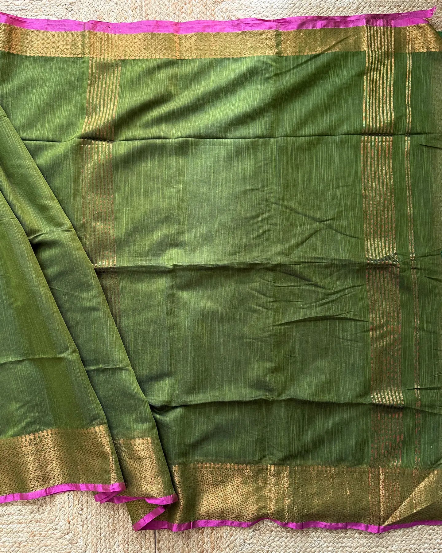 Olive Antique Cotton Silk Saree