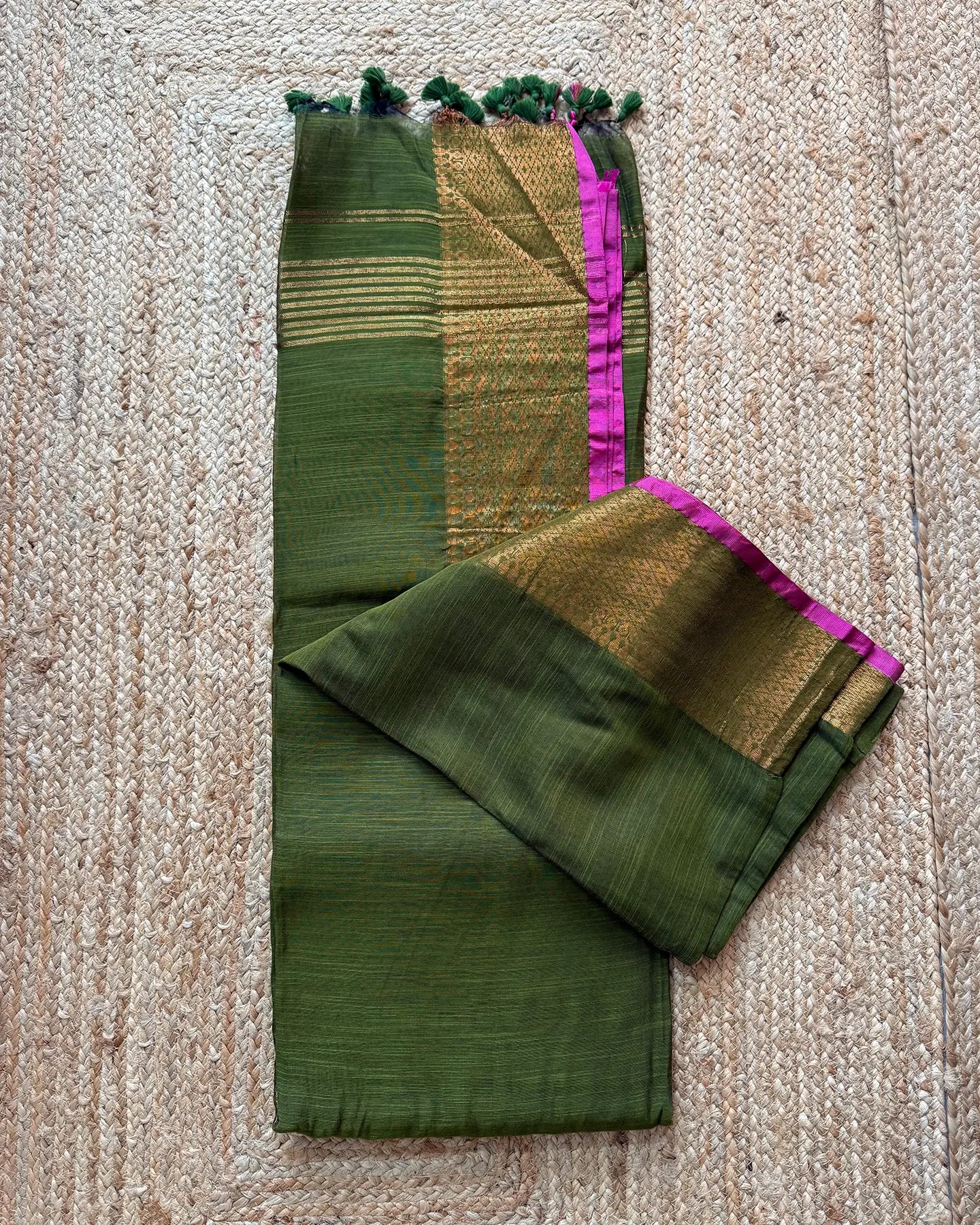 Olive Antique Cotton Silk Saree