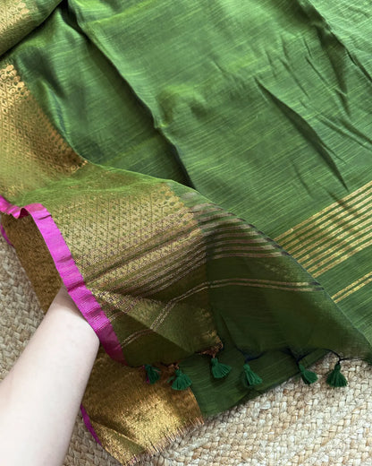 Olive Antique Cotton Silk Saree