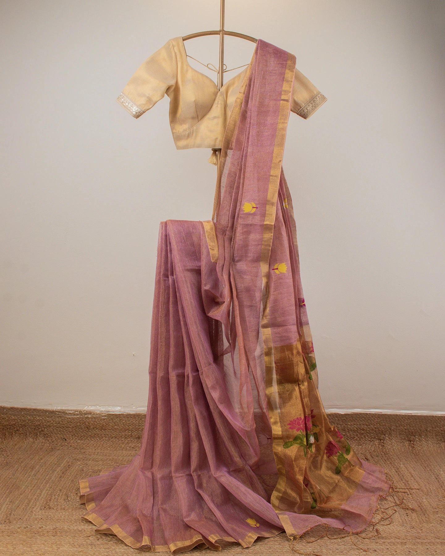 Onion Pink Paithani Handwoven Saree