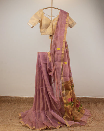 Onion Pink Paithani Handwoven Saree