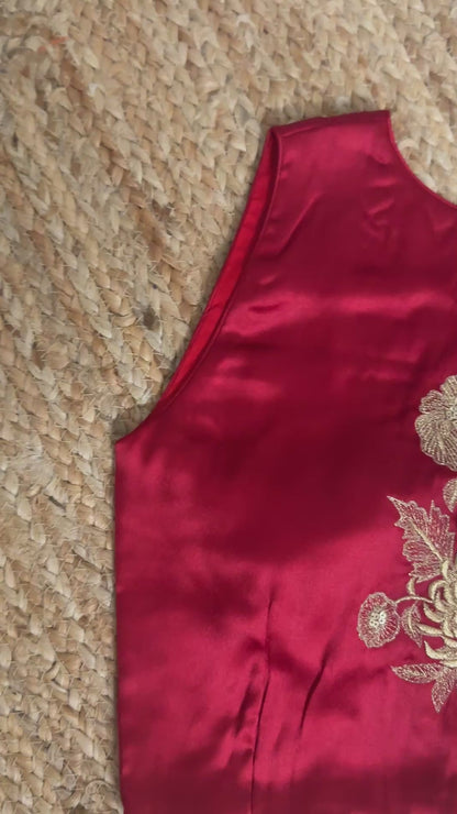 Satin coral red Blouse