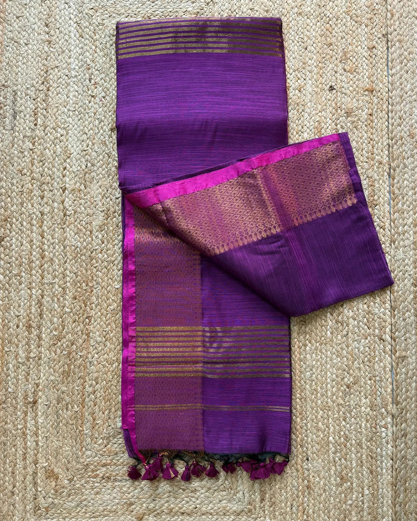 Purple Antique Cotton Silk Saree