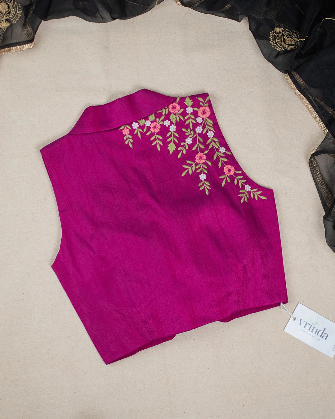 Purple Floral Lapel Blouse