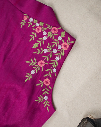 Purple Floral Lapel Blouse