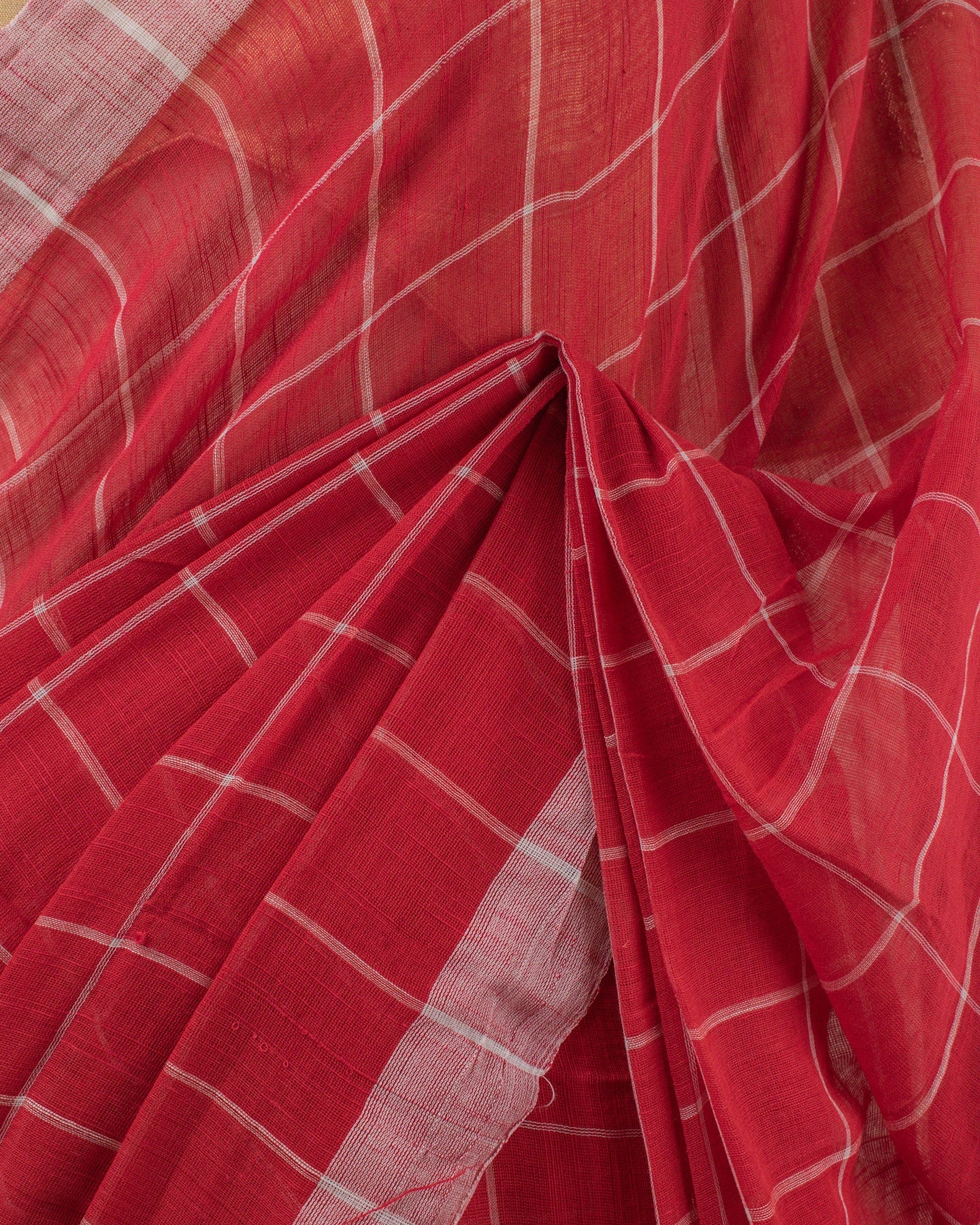 Khadi Checks Red Saree