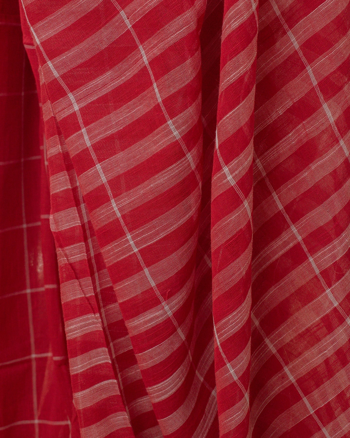 Khadi Checks Red Saree