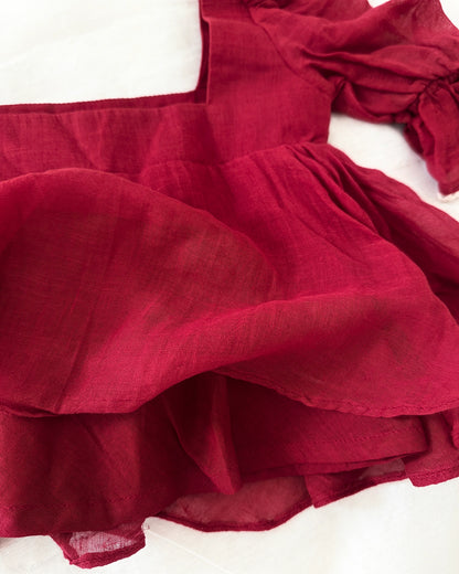 Paint It Red Embroidered Dress