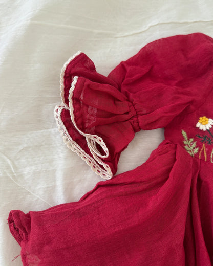 Paint It Red Embroidered Dress