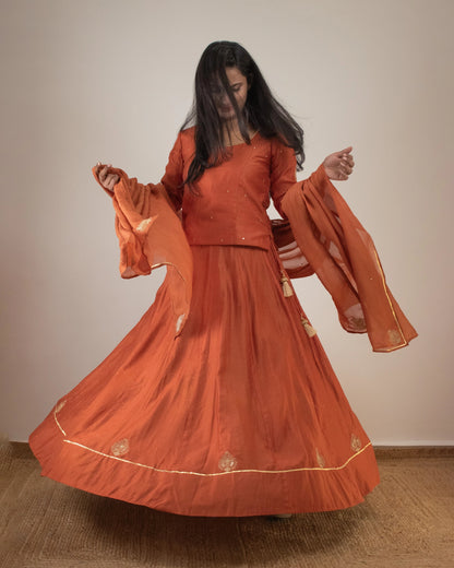 Samarvi Rust Lehenga Set