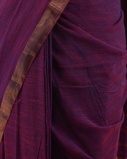 Sandhya Wine Handwoven Linen Saree