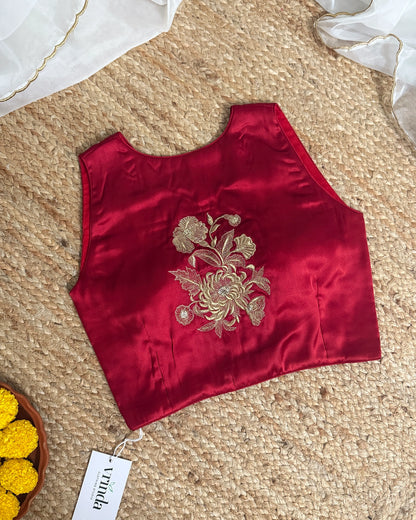 Satin Coral Red Blouse