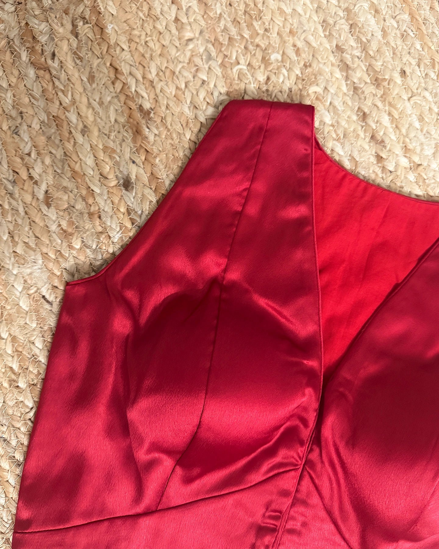 Satin Coral Red Blouse