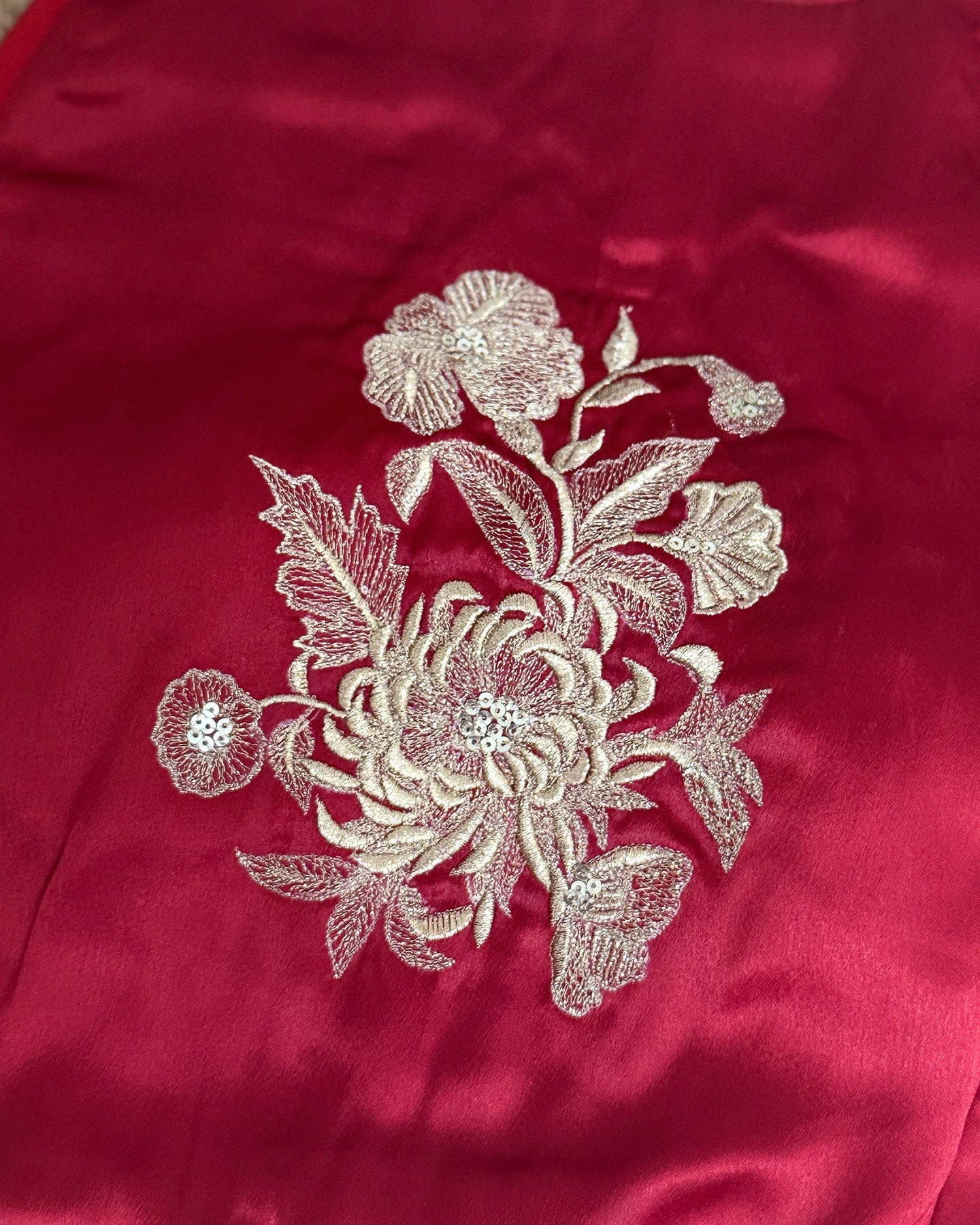 Satin Coral Red Blouse