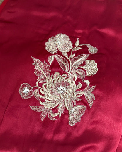 Satin Coral Red Blouse