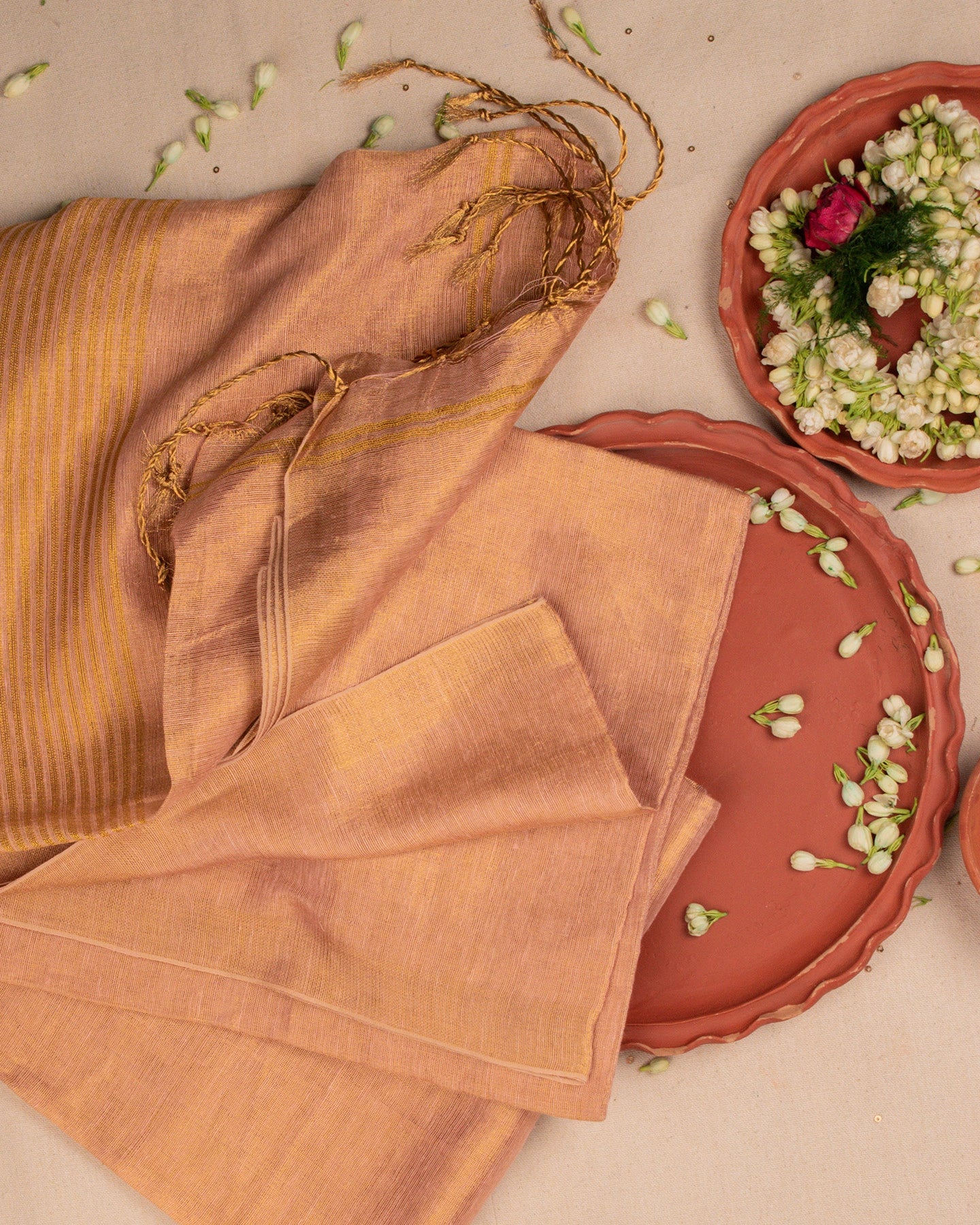 Swargini Rose Gold Handwoven Saree