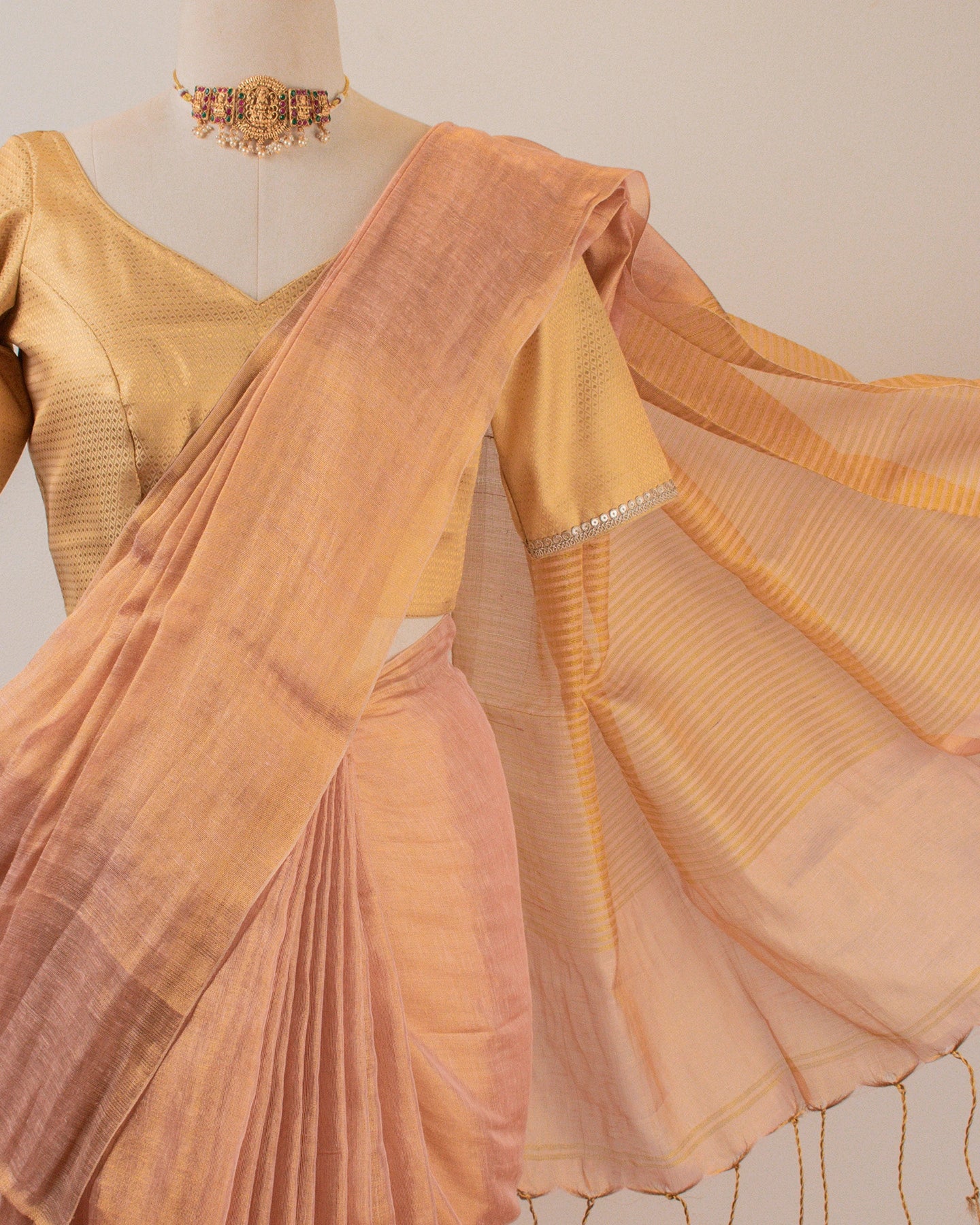 Swargini Rose Gold Handwoven Saree