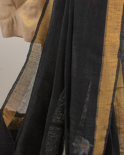 Tulip Floral Black Saree