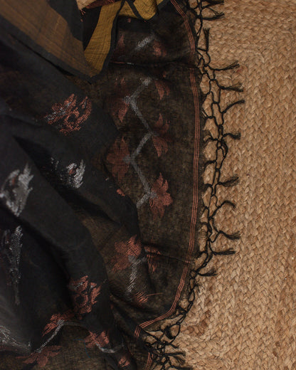 Tulip Floral Black Saree
