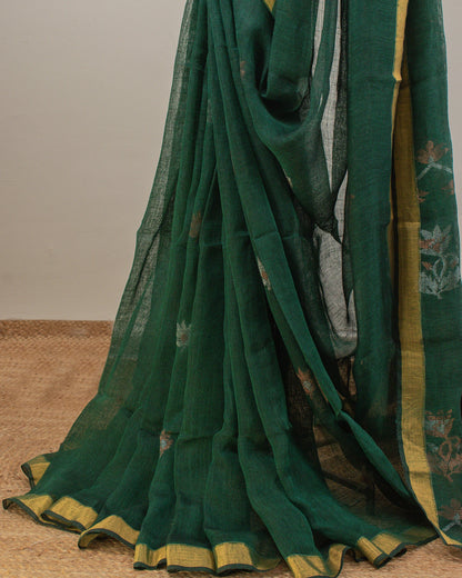Tulip Floral Green Saree