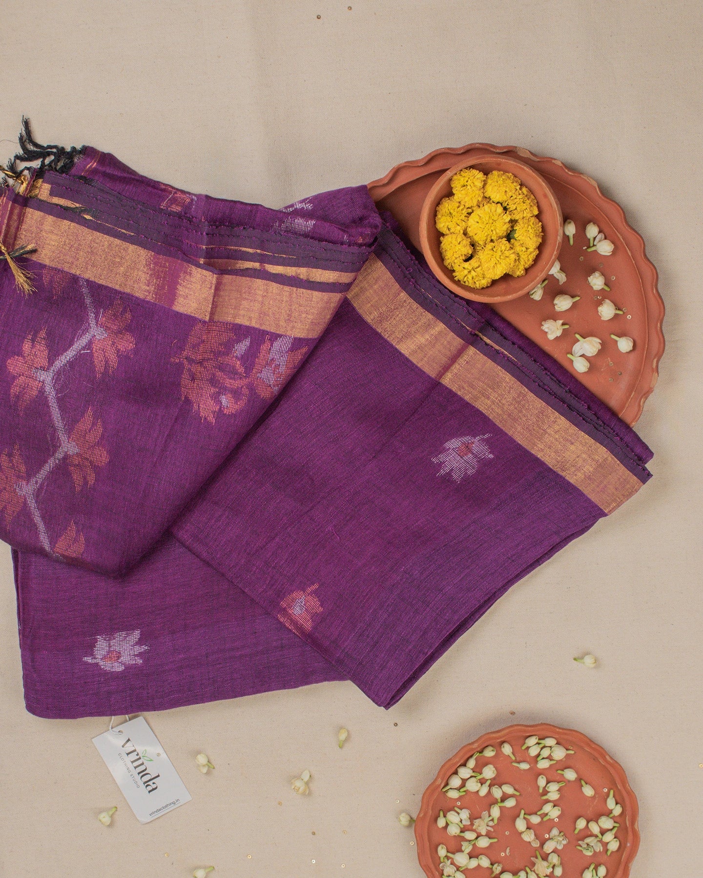 Tulip Floral Purple Saree