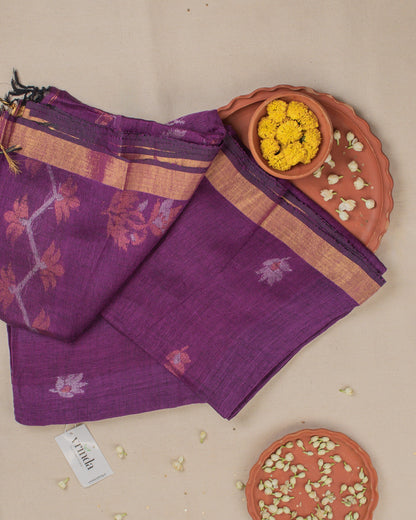 Tulip Floral Purple Saree