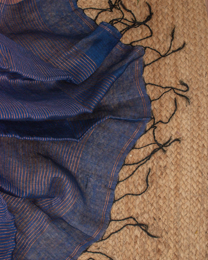 Tulip Indigo Linen Saree