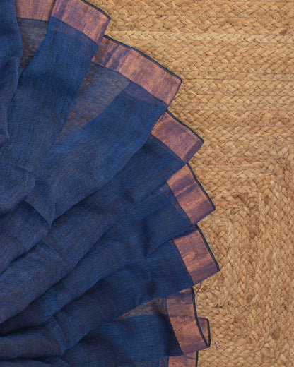 Tulip Indigo Linen Saree