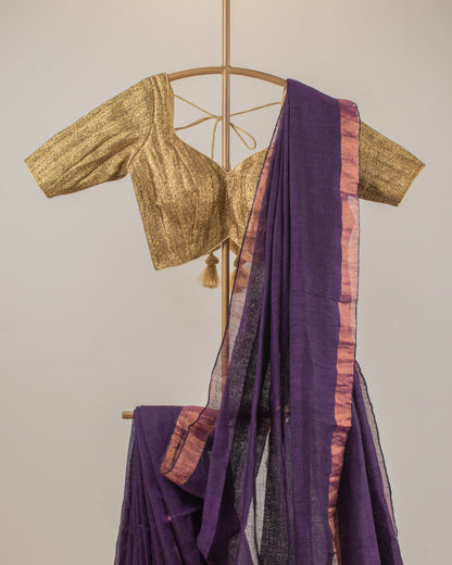 Tulip Purple Linen Saree
